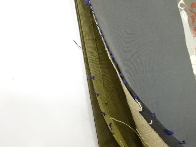  アンティーク　縞に枝花模様織り出し昼夜帯（材料）